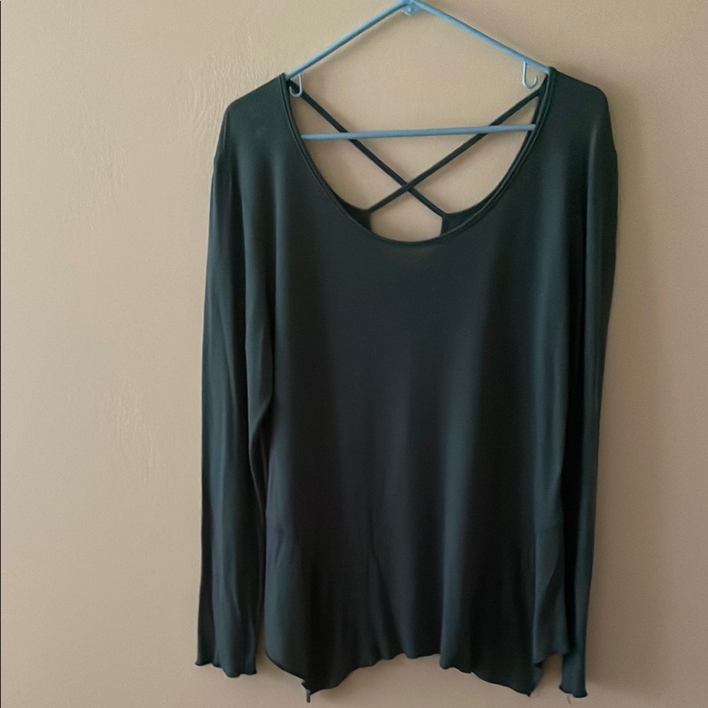 Prana Green Long Sleeve Backless Blouse
